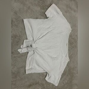 Copper Key Light Gray Tie-Front Short Sleeve Top